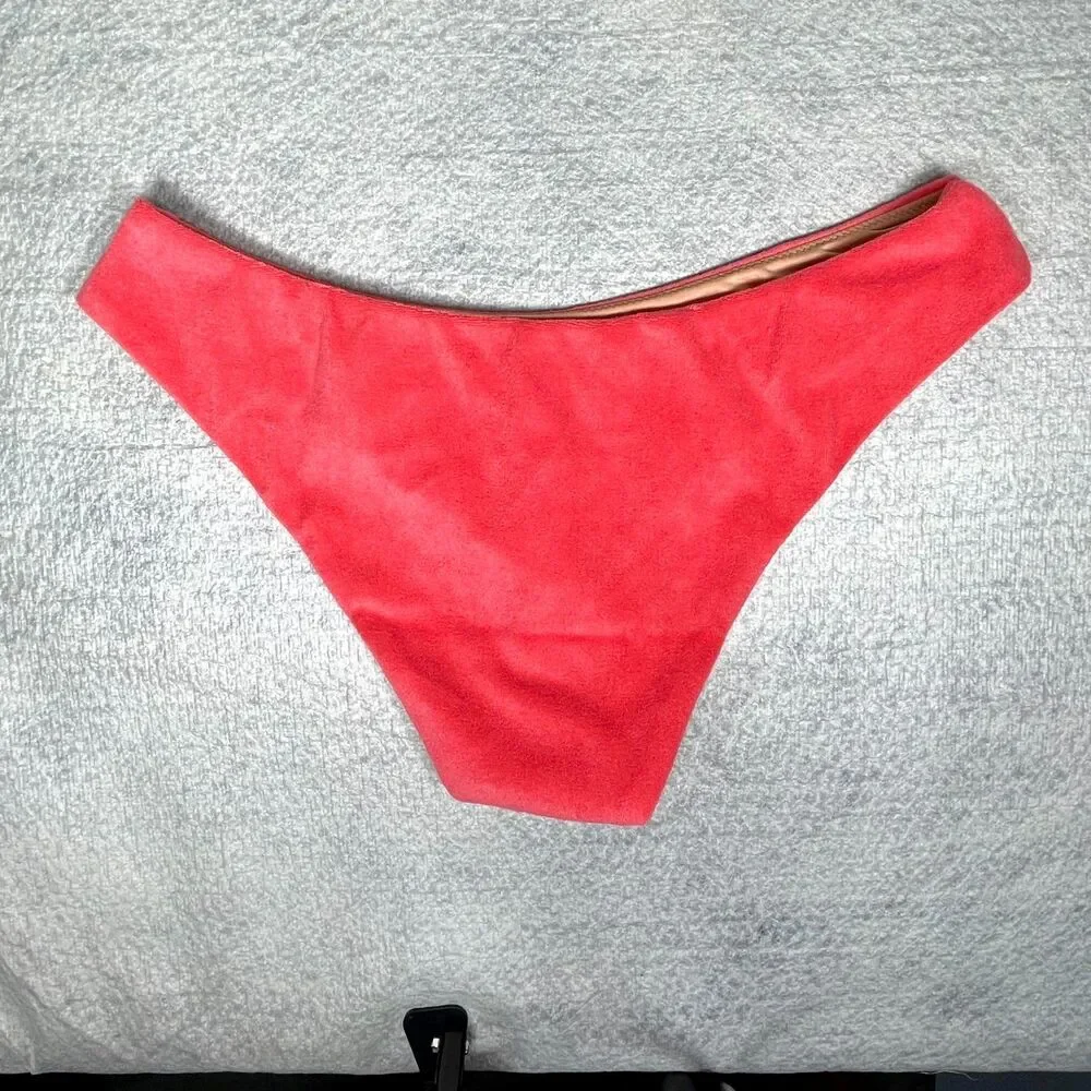 J.Crew Curved-waist‎ cheeky bikini bottom in terry Size XL NEW BK550 COR